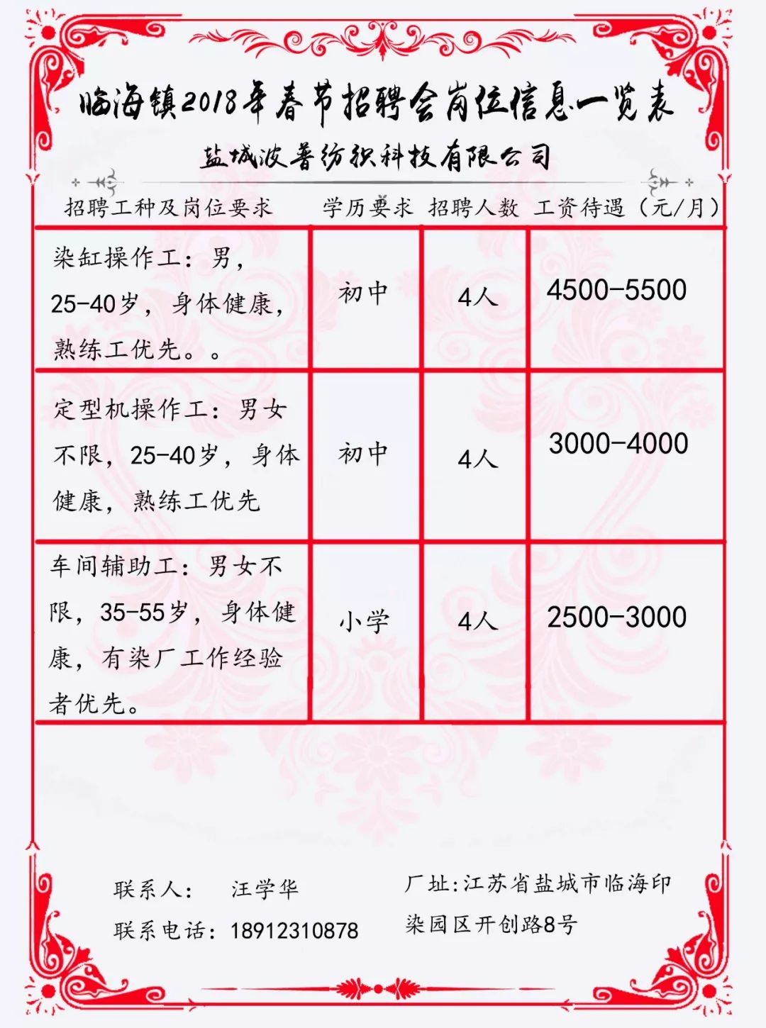 烟庄街道最新招聘信息汇总